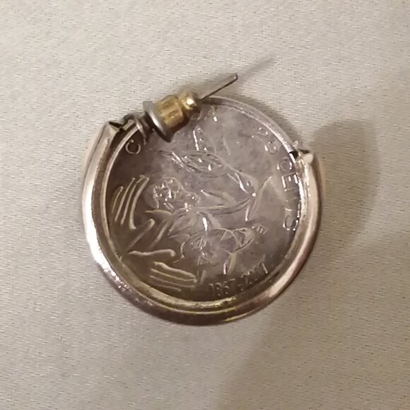 Vintage Hoop Earrings, Peach Enamel - Picture 2 of 5